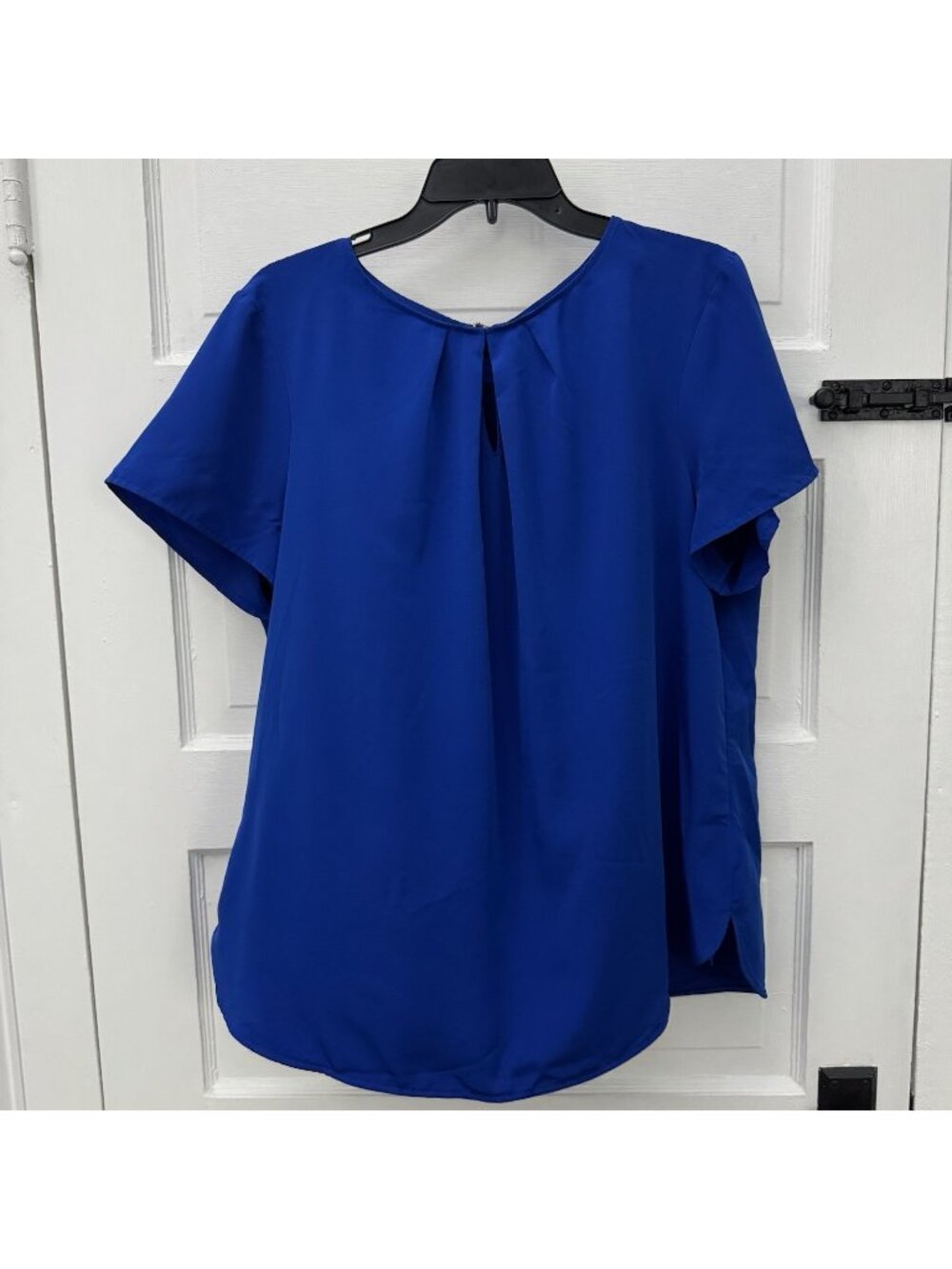 Lands’ End Outfitters Women’s 18 Cobalt Blue Keyhole Pleated Blouse Top